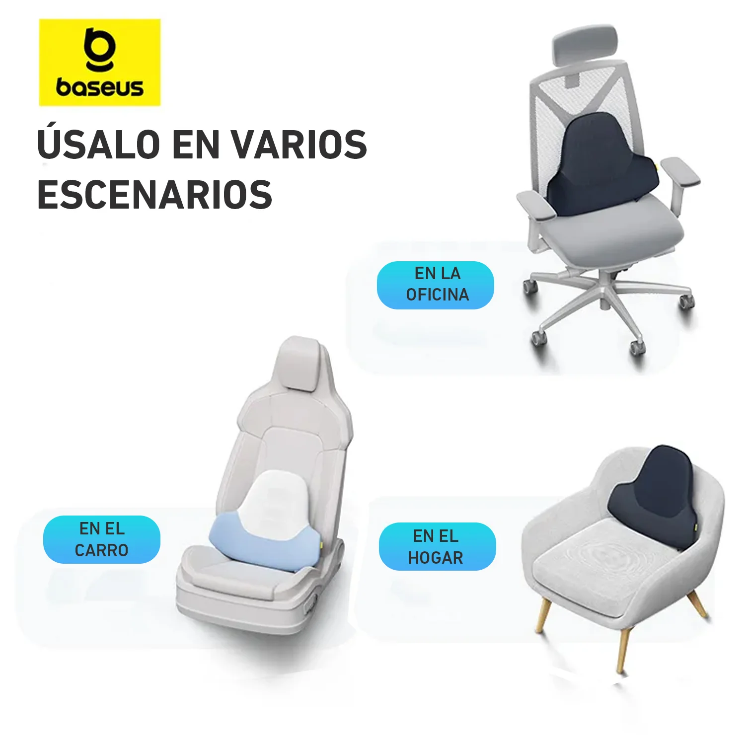 Almohada lumbar Baseus cojín para asiento de carro espuma transpirable - Image 3