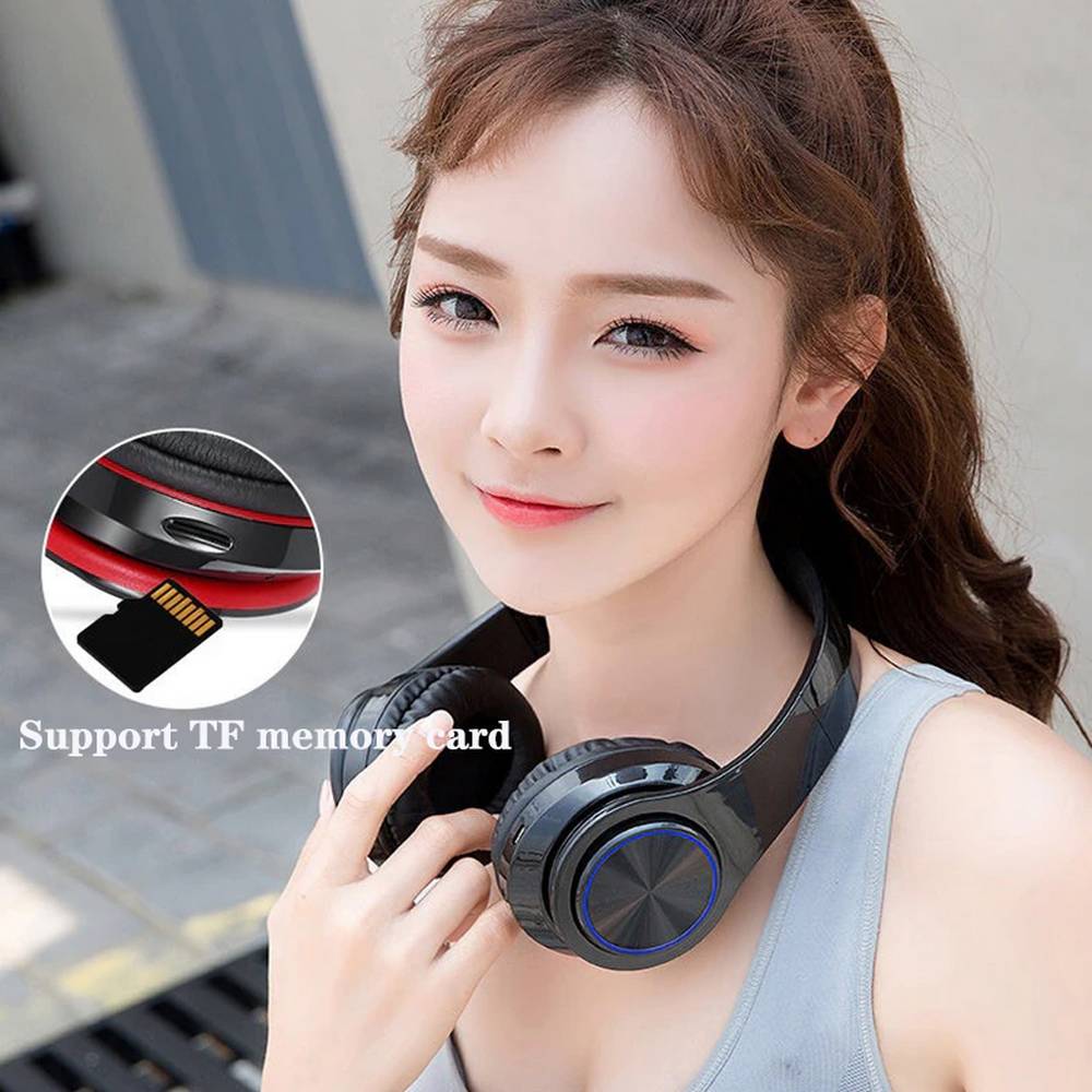 Audífonos Inalámbricos Bluetooth Auriculares Led microSD B39 - Image 5