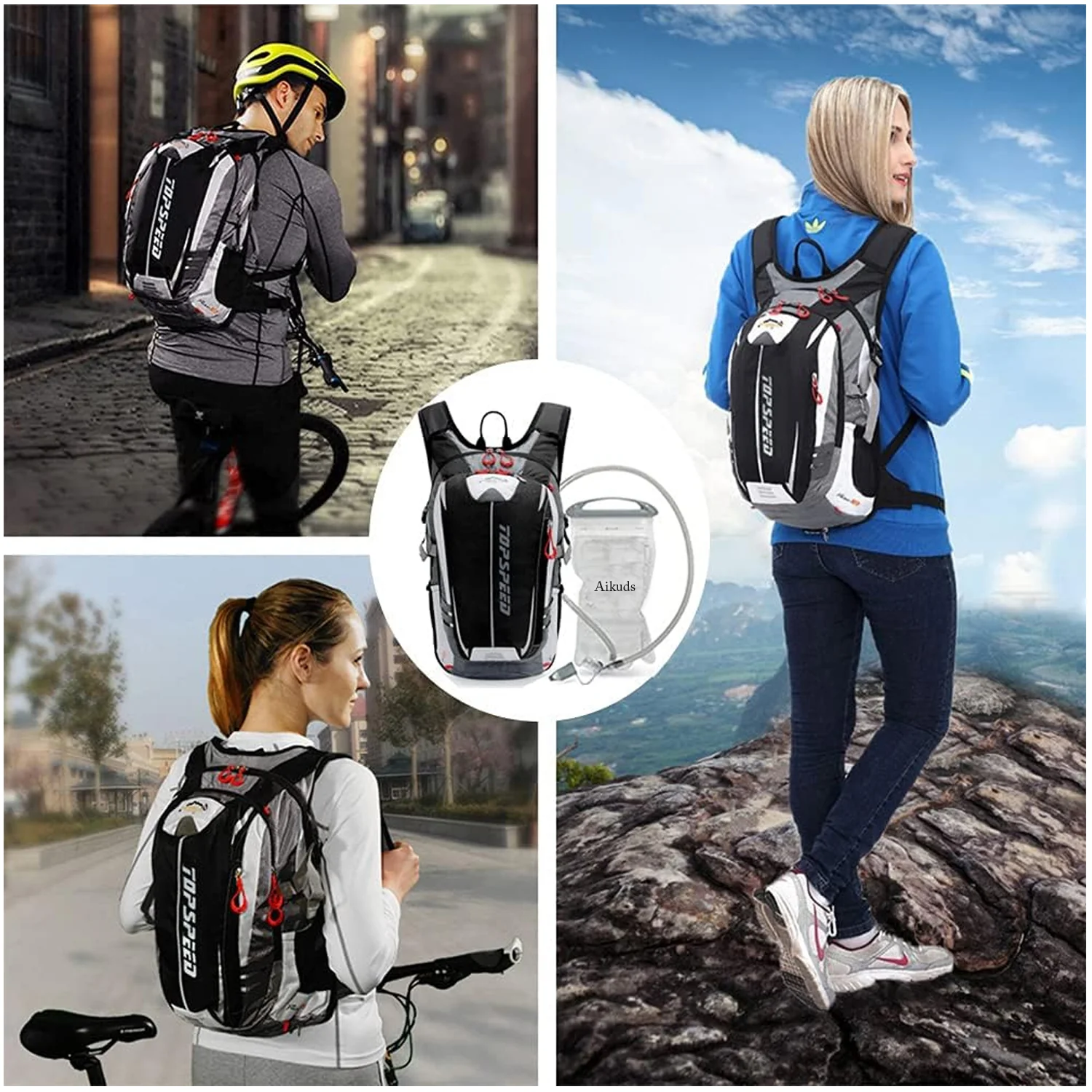 Bolsa de agua hidratación con maguera de succión para mochila ciclismo 1.5L AW01 - Image 4
