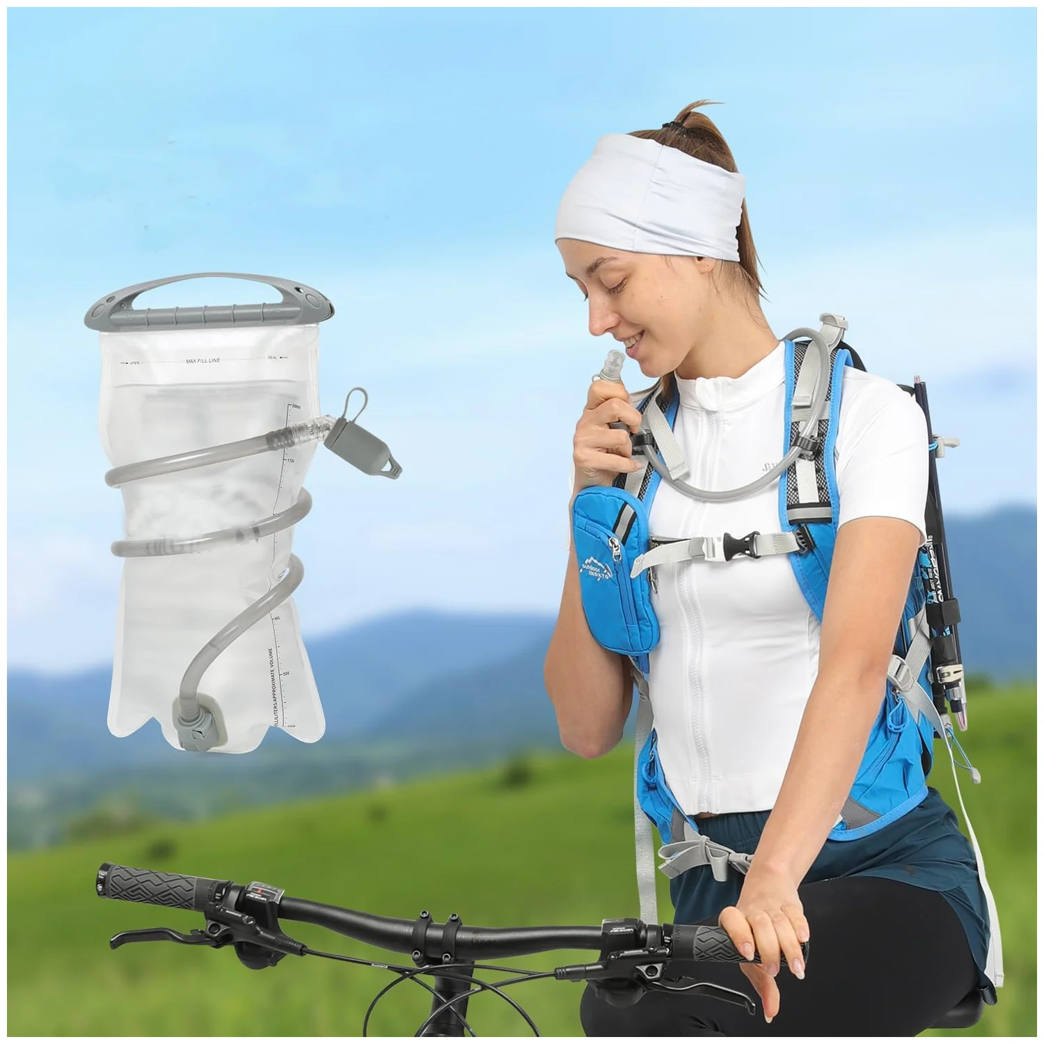 Bolsa de agua hidratación con maguera de succión para mochila ciclismo 1.5L AW01 - Image 5