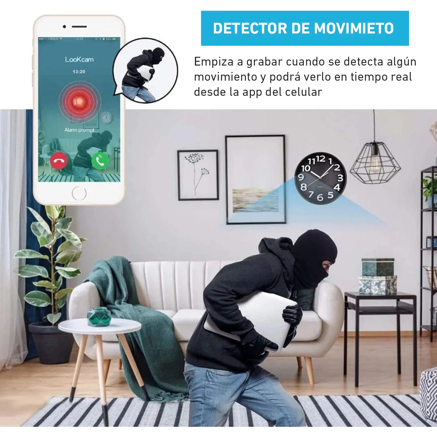 Cámara espía oculta Reloj de pared 1080P Wifi IP408W - Image 3