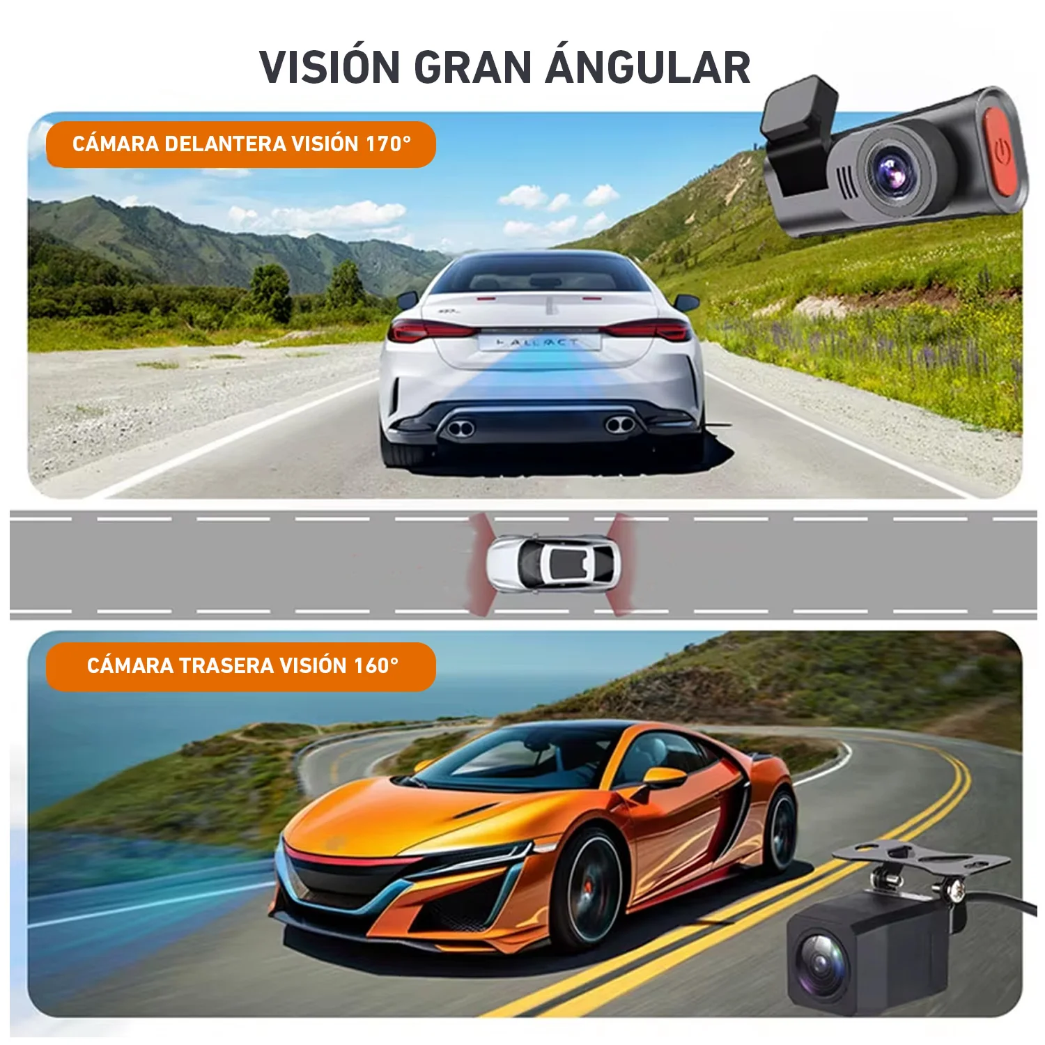 Cámara vehícular D28W pantalla digital 2 lentes 1080P DVR wifi auto carro - Image 3