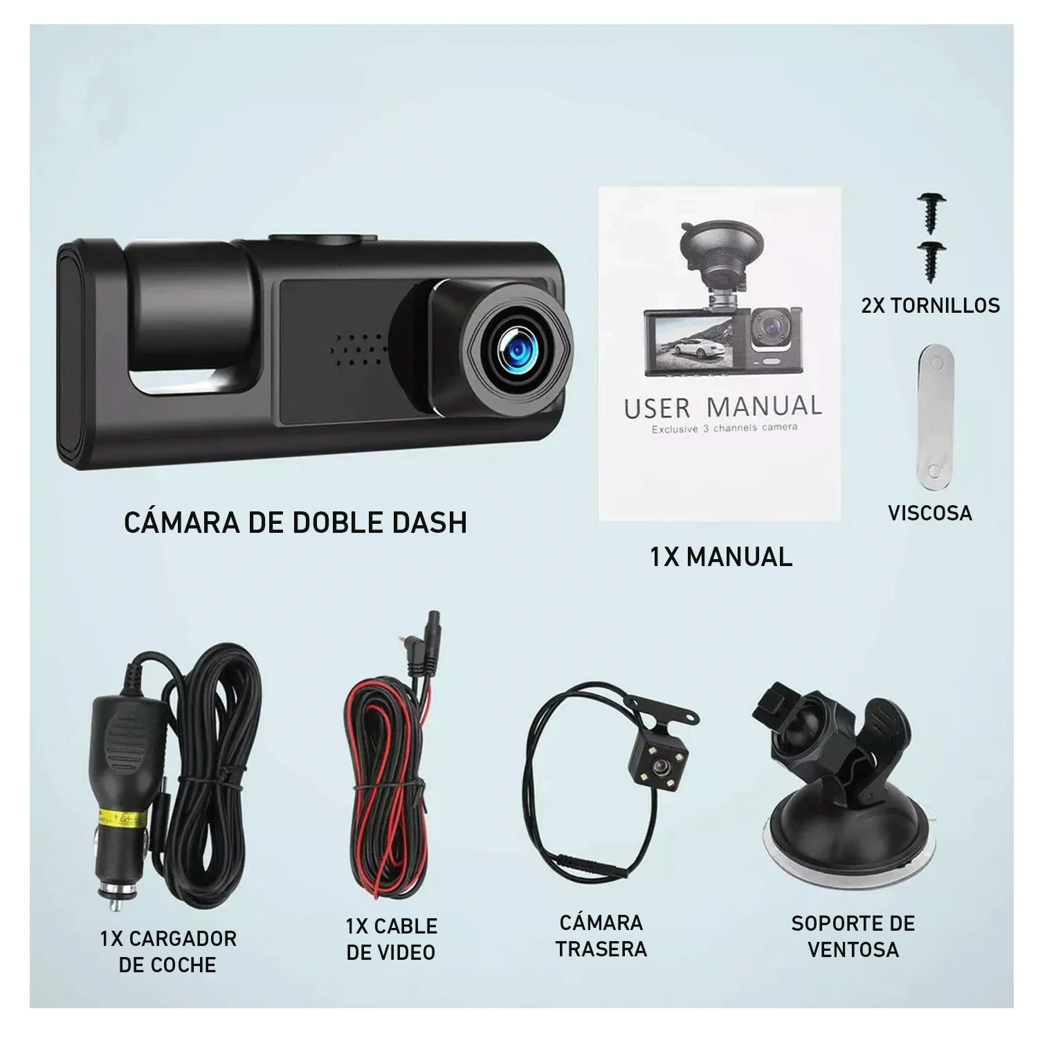 Cámara Vehicular T717 1080p 3 lentes Pantalla 2.0 Auto carro - Image 7