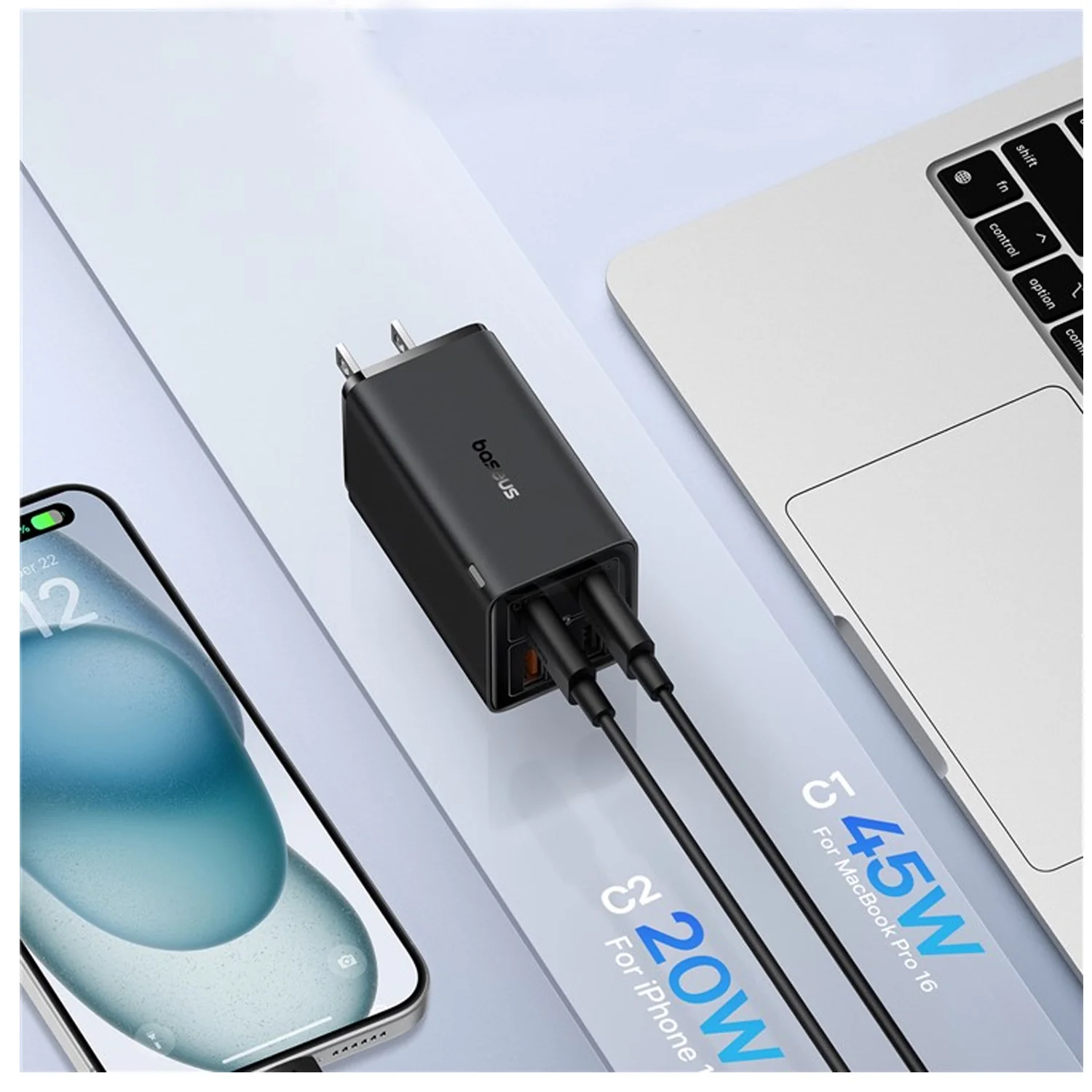 Cargador adaptador de carga rápida 2 tipo C + 2 USB Gan6 Pro Baseus P1016270112-00 - Image 4