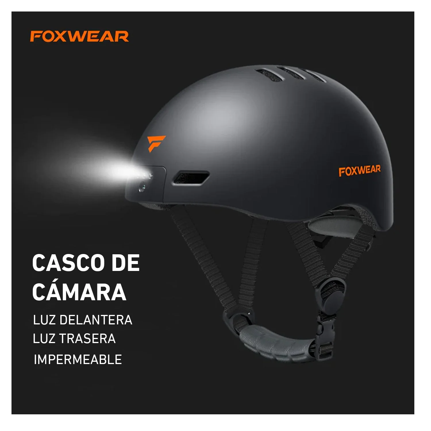 Casco ciclista con cámara grabadora luces LED Foxwear V6 para bicicleta - Image 4