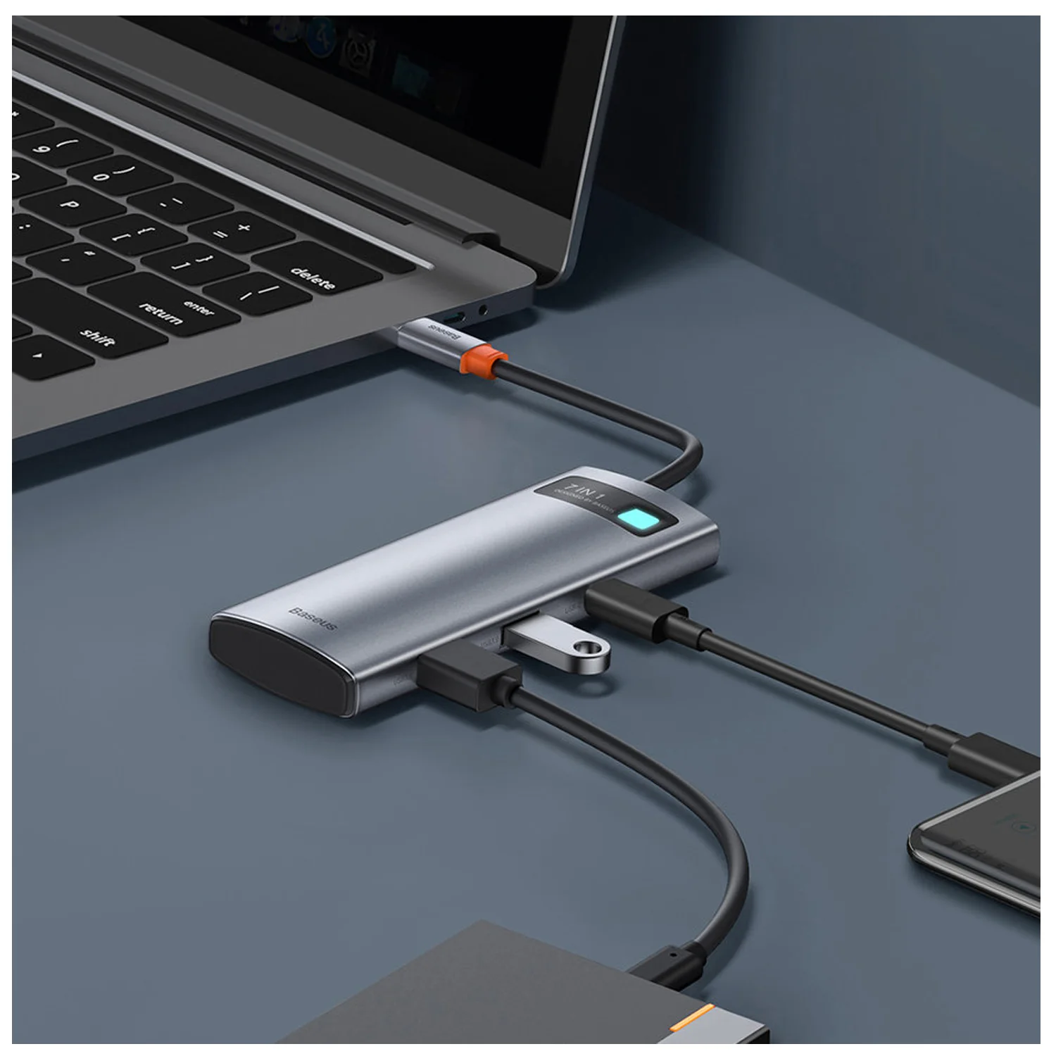 Adaptador Baseus HUB 7 EN 1 TIPO C USB3.0 HDMI 4k SD/TF WKWG020113 - Image 5