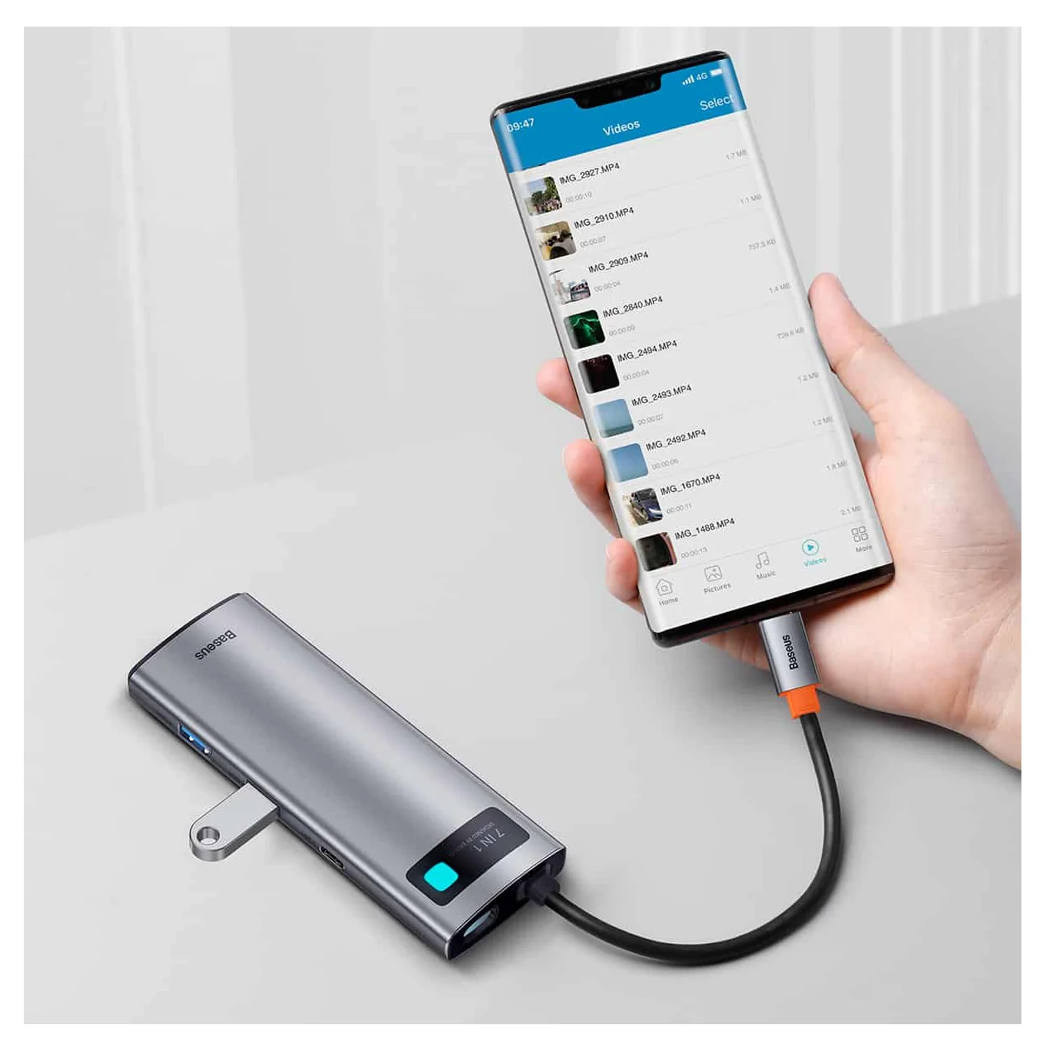 Adaptador Baseus HUB 7 EN 1 TIPO C USB3.0 HDMI 4k SD/TF WKWG020113 - Image 6