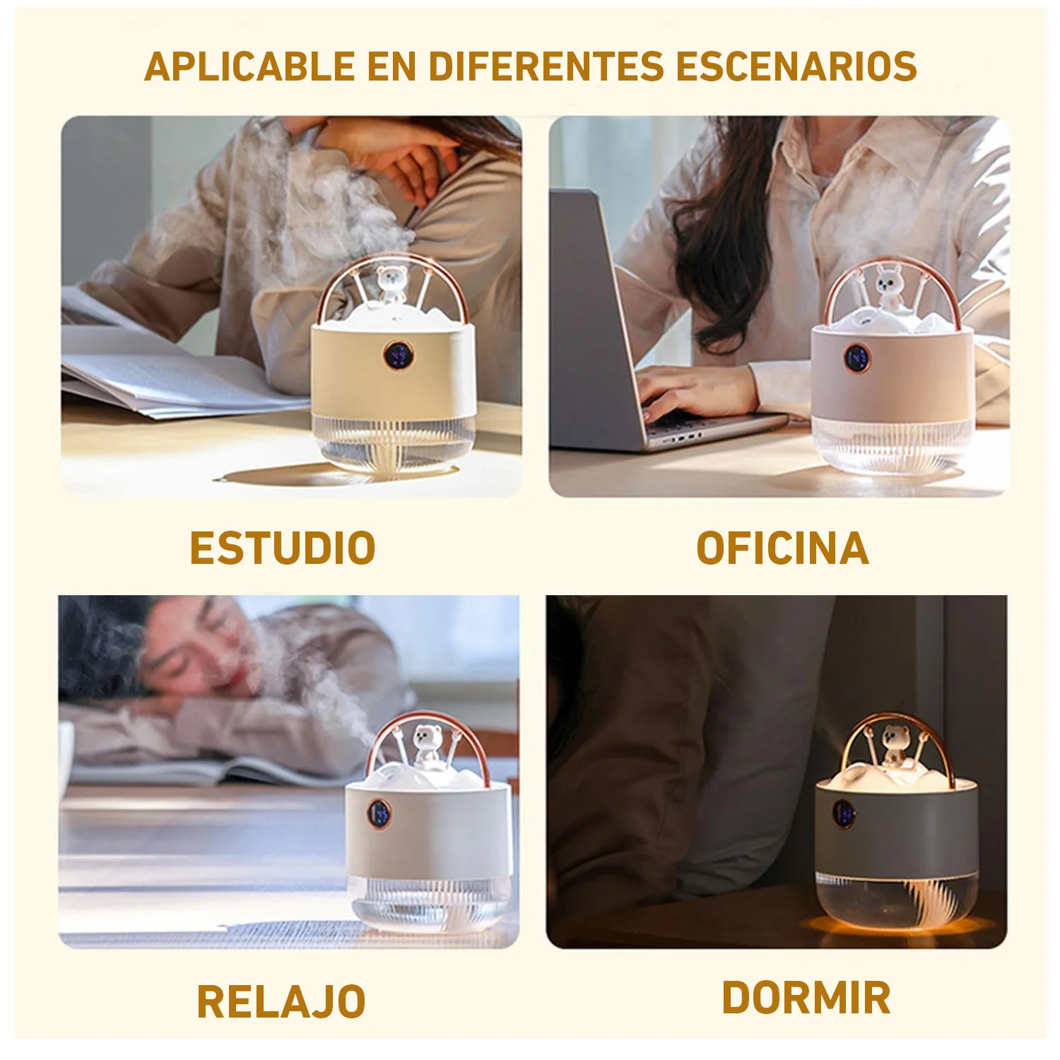Humidificador D15 difusor de aroma portátil 600 ml con luz LED blanco - Image 5