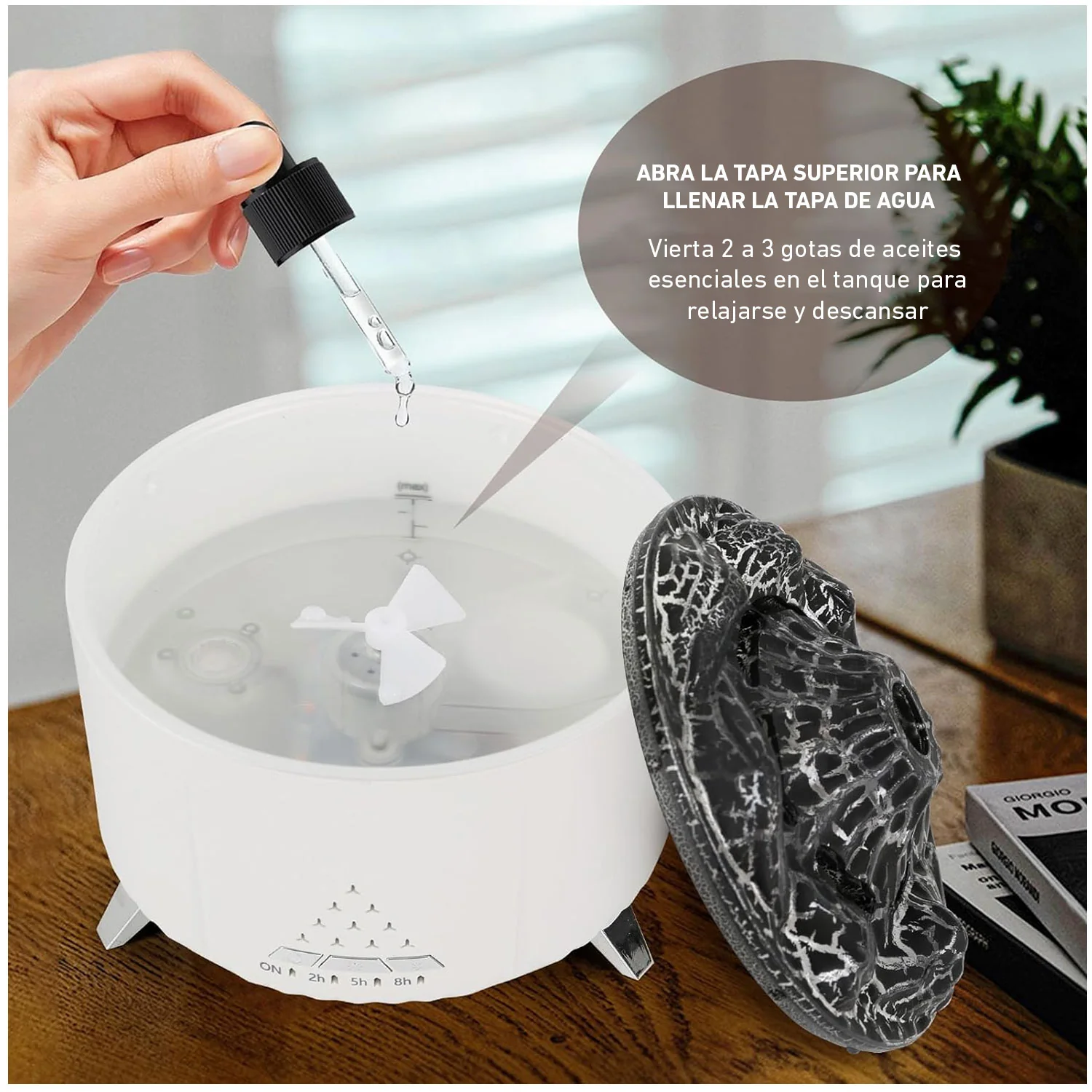 Humidificador Aromaterapia V32 Volcano efecto fuego Aire Blanco - Image 4