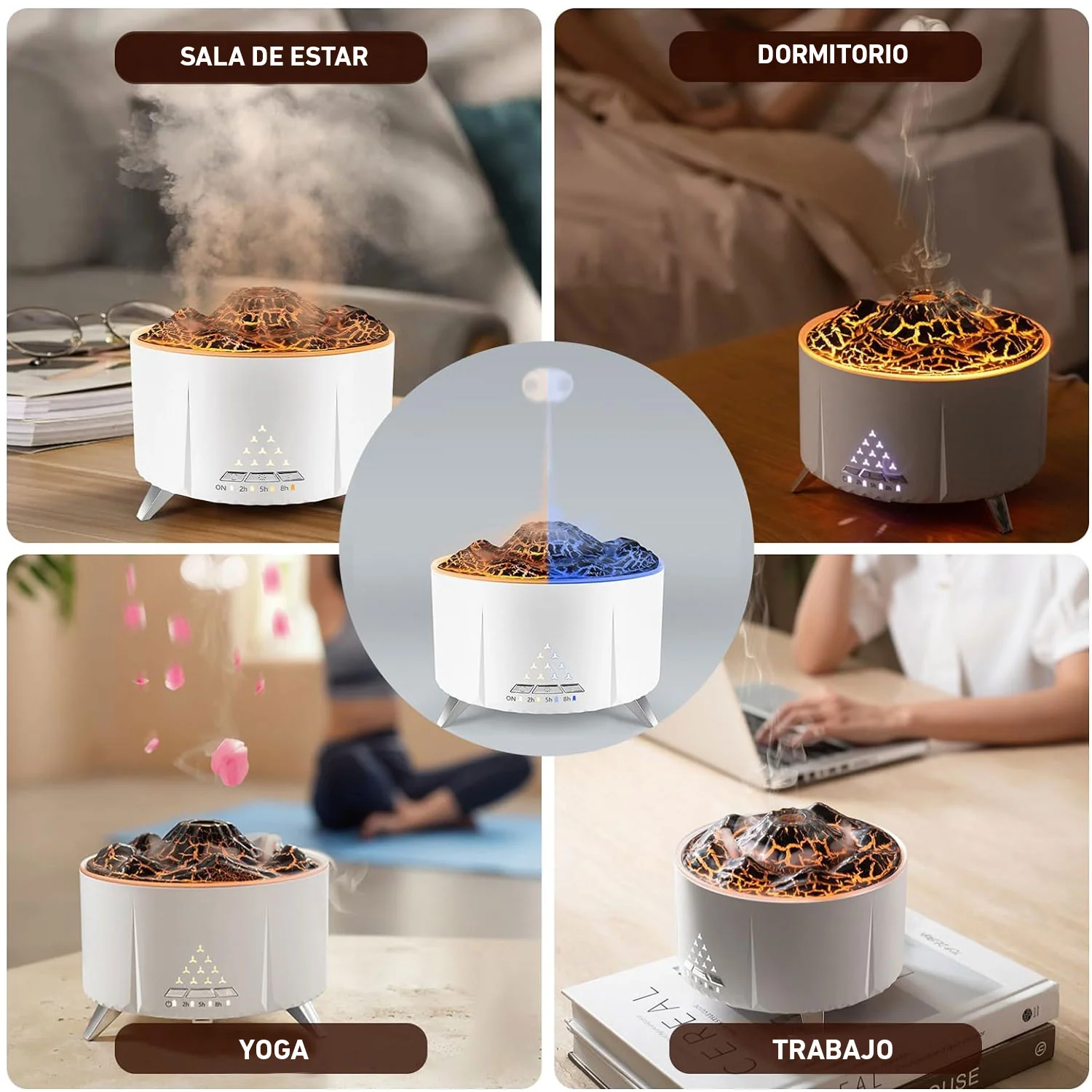Humidificador Aromaterapia V32 Volcano efecto fuego Aire Blanco - Image 5