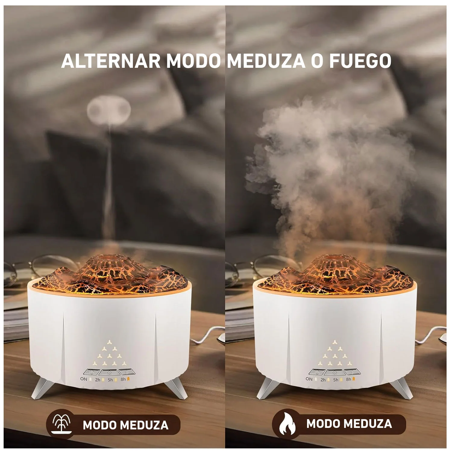Humidificador Aromaterapia V32 Volcano efecto fuego Aire Blanco - Image 6