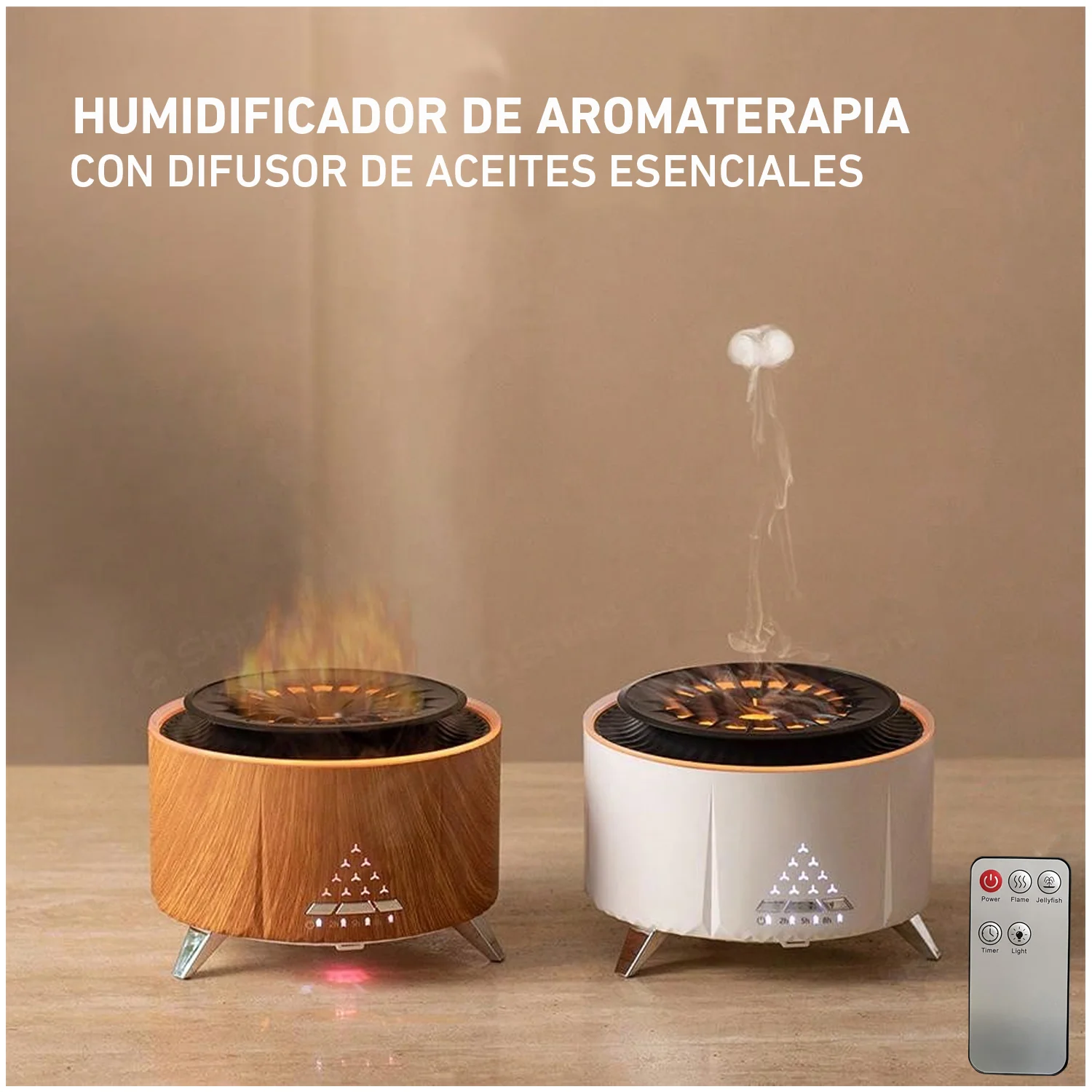 Humidificador Aromaterapia V28 LED efecto fuego Aire Blanco - Image 6