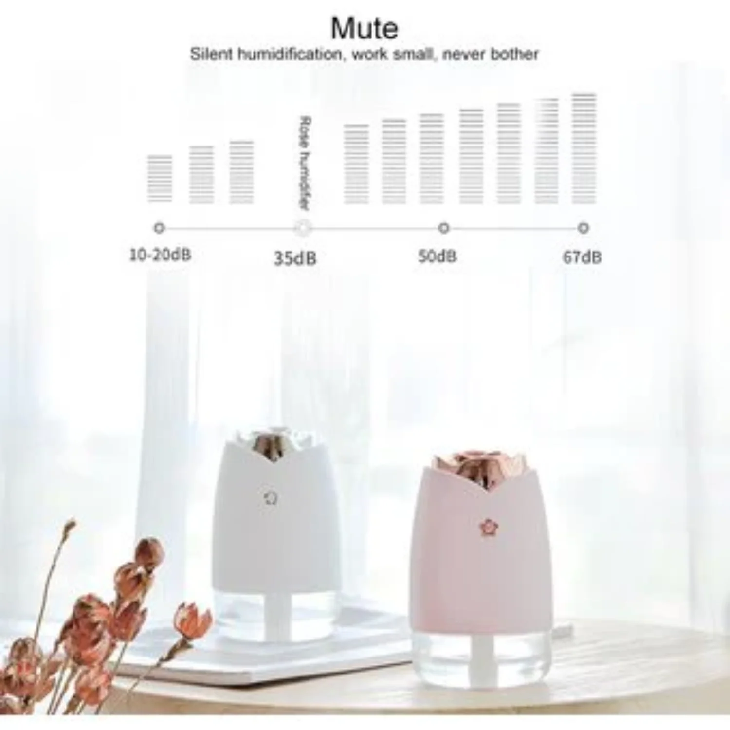 Humidificador HM11 Rose con luces nocturnas color Blanco - Image 3