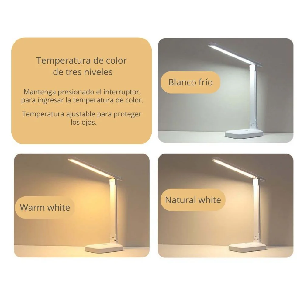 Lámpara de escritorio LED BL1269 táctil plegable recargable por USB - Image 6
