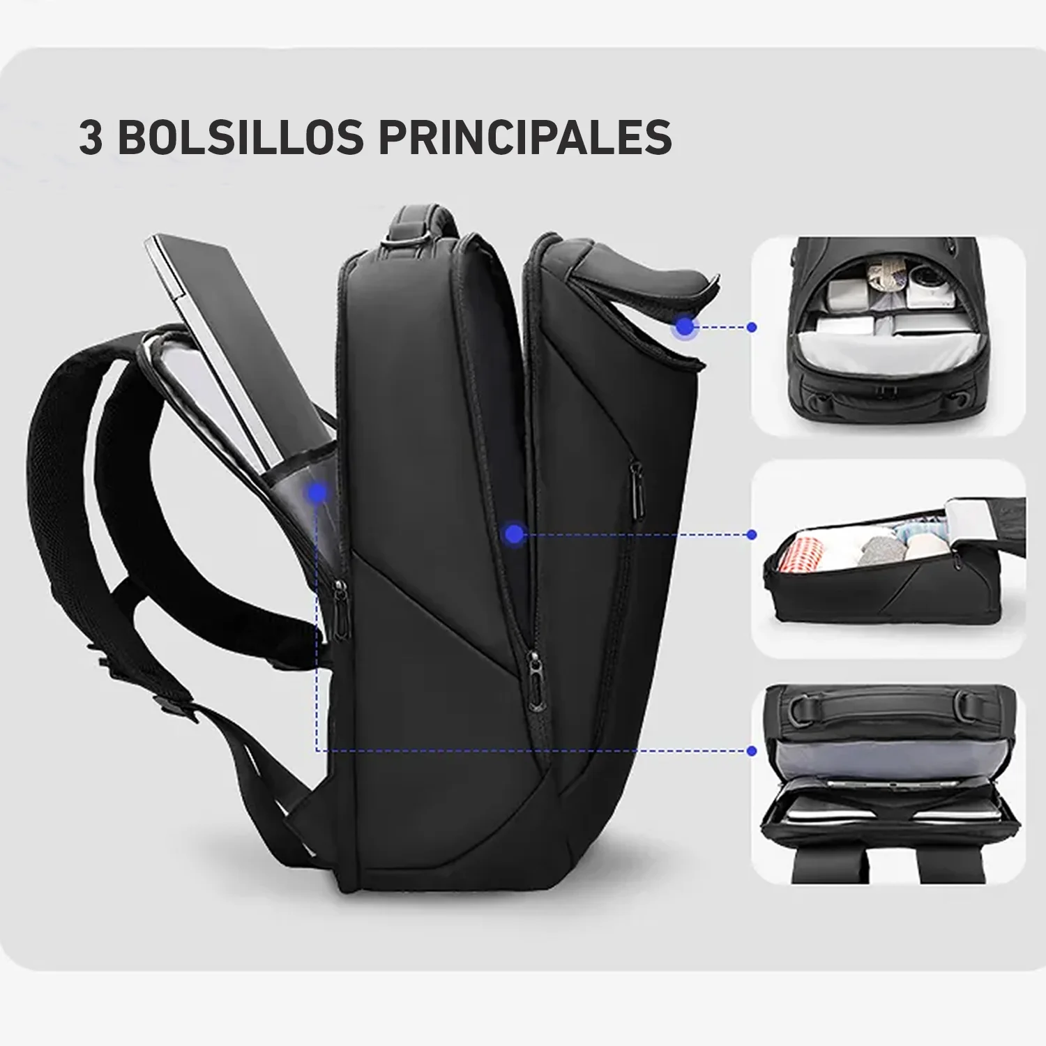 Mochila BP33 impermeable USB porta laptop de gran capacidad - Image 4