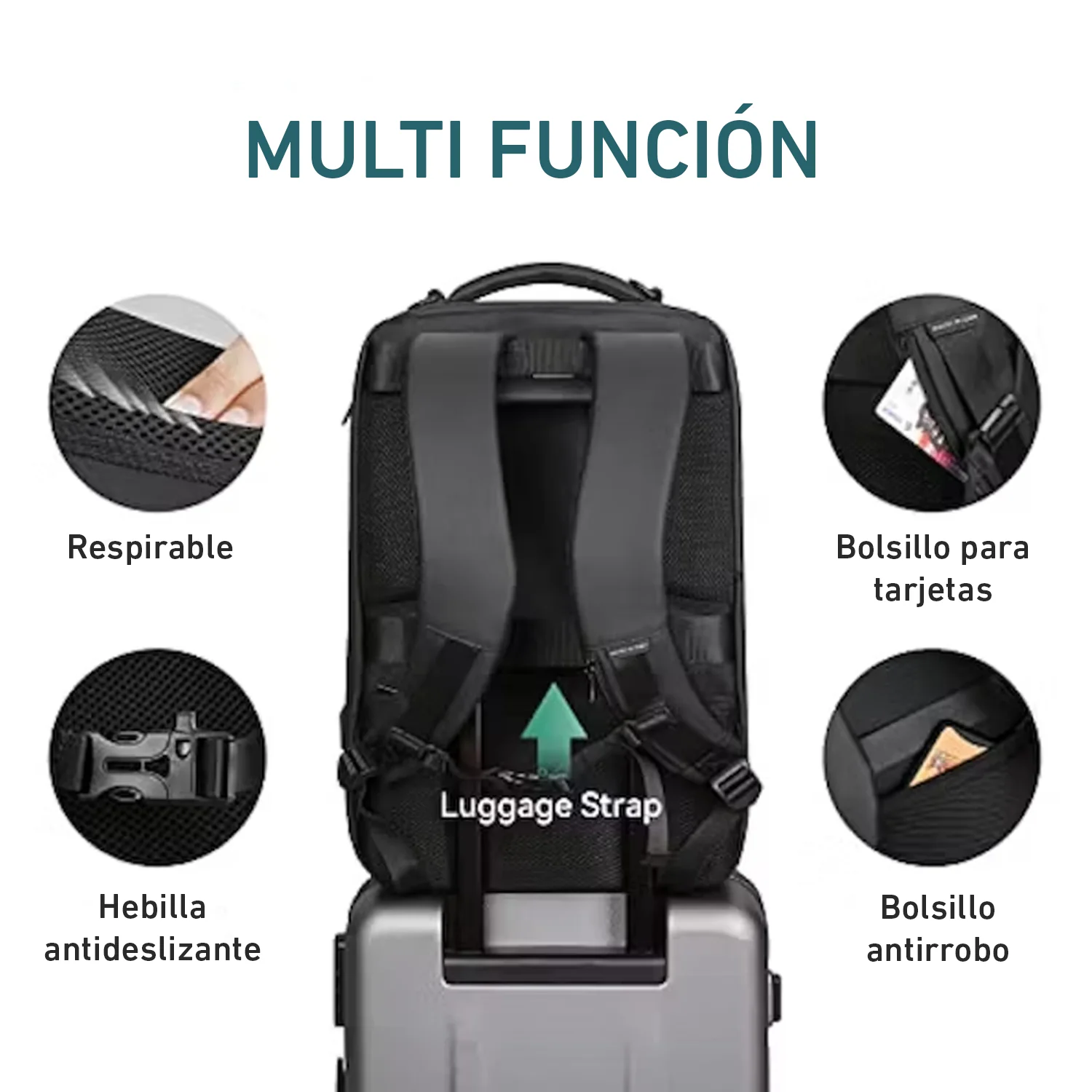 Mochila BP33 impermeable USB porta laptop de gran capacidad - Image 7