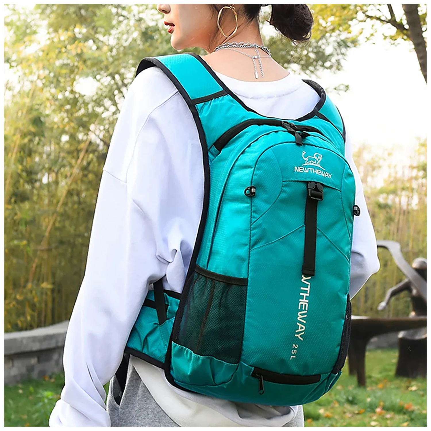 Mochila ciclismo BP49 impermeable deportiva NEWTHEWAY turquesa - Image 4