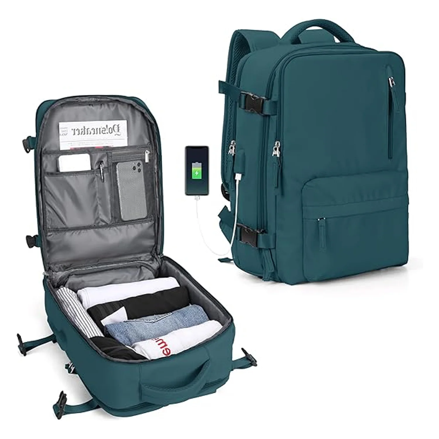 Mochila de viaje BP31 impermeable maleta de mano 40L Verde Jade - Image 7