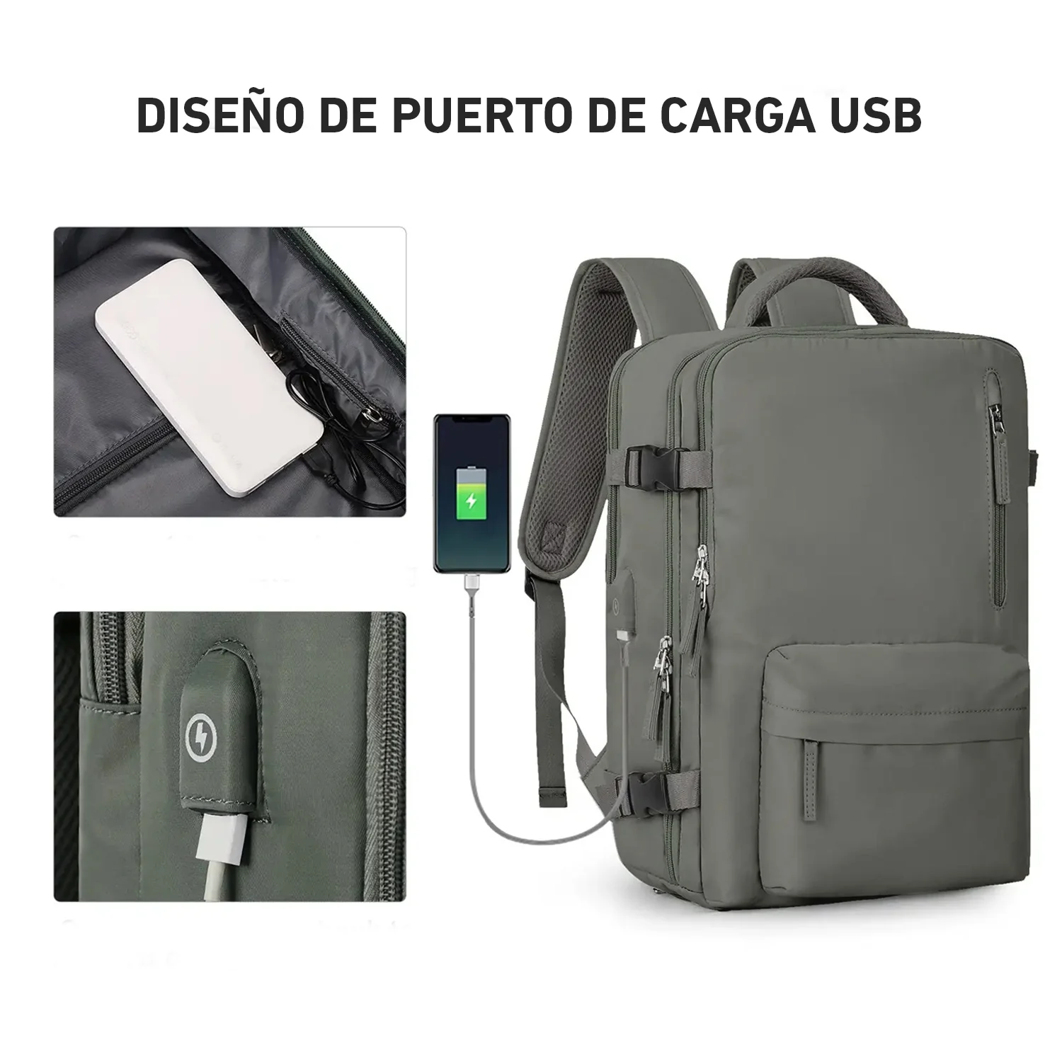 Mochila de viaje BP31 impermeable maleta de mano 40L Verde - Image 3