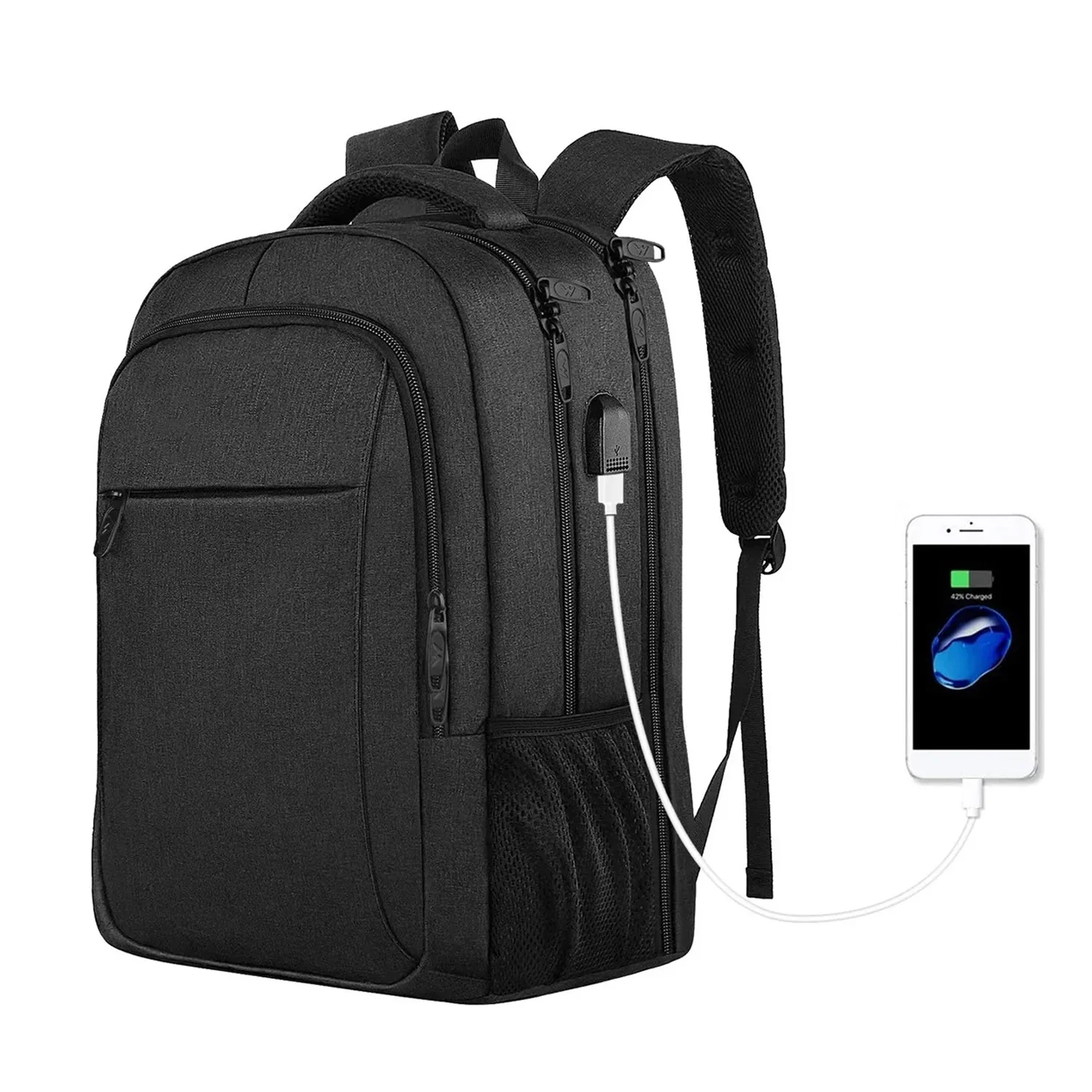 Mochila BP43 de Negocios Viaje Portalaptop con USB de carga amplia capacidad