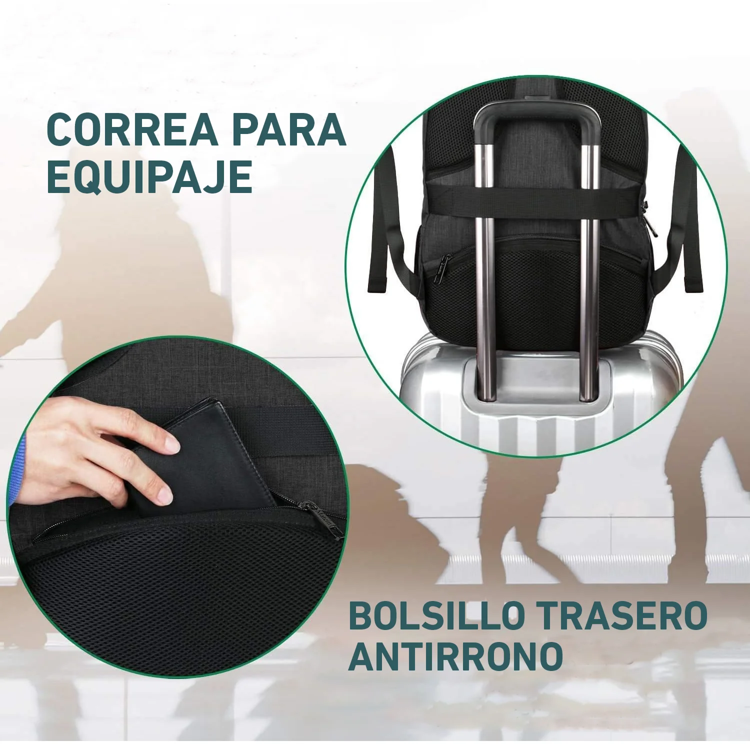 Mochila BP43 de Negocios Viaje Portalaptop con USB de carga amplia capacidad - Image 4