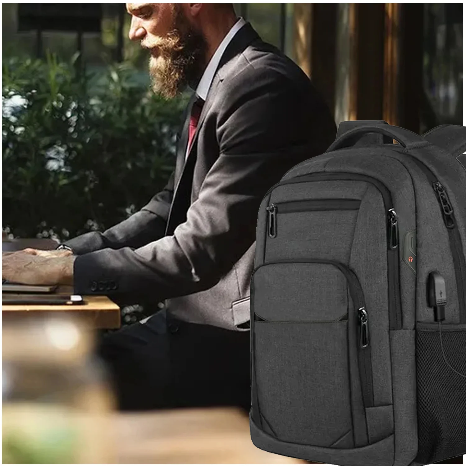 Mochila BP48 de Negocios Viaje Portalaptop con USB de carga amplia capacidad - Image 5