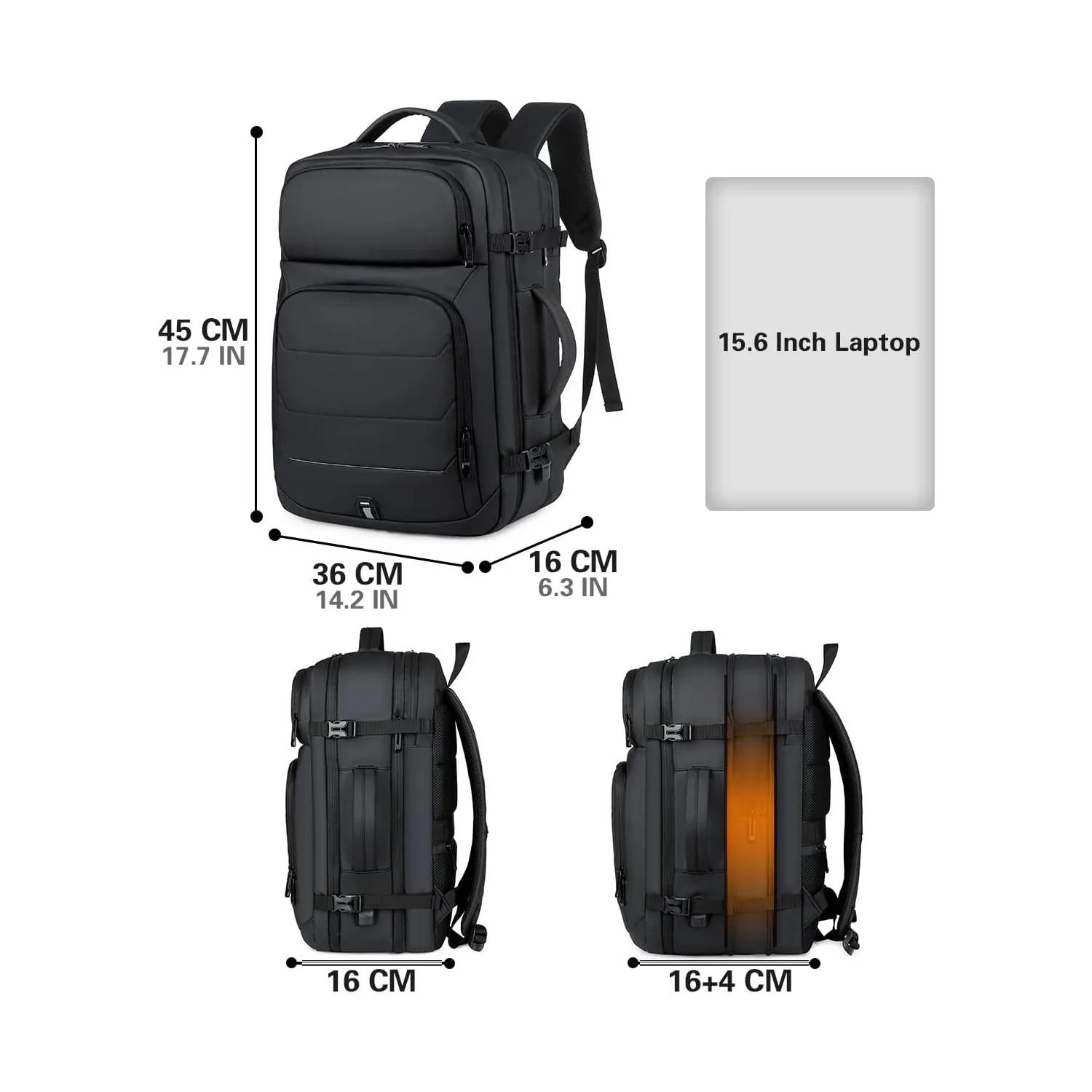 Mochila de viaje BP51 impermeable portalaptop USB amplia capacidad - Image 4
