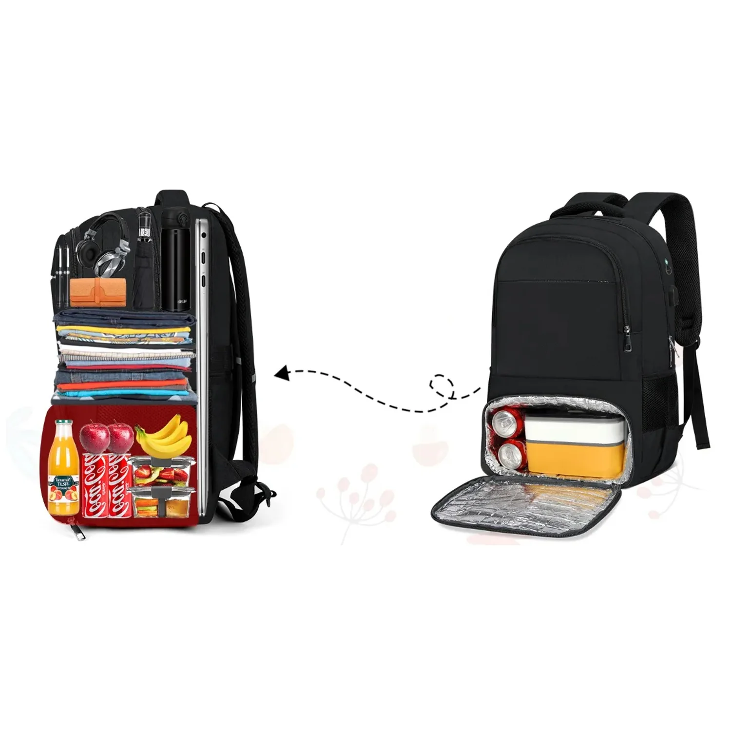 Mochila de almuerzo lonchera térmica BP42 porta laptop USB - Image 7