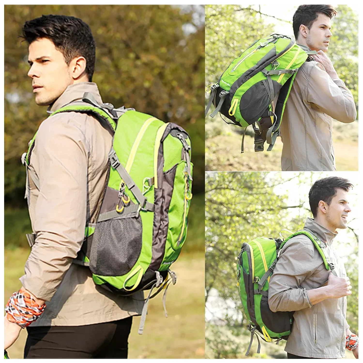 Mochila BP23 outdoor deportiva para Laptop 40L Multifuncional Verde - Image 3