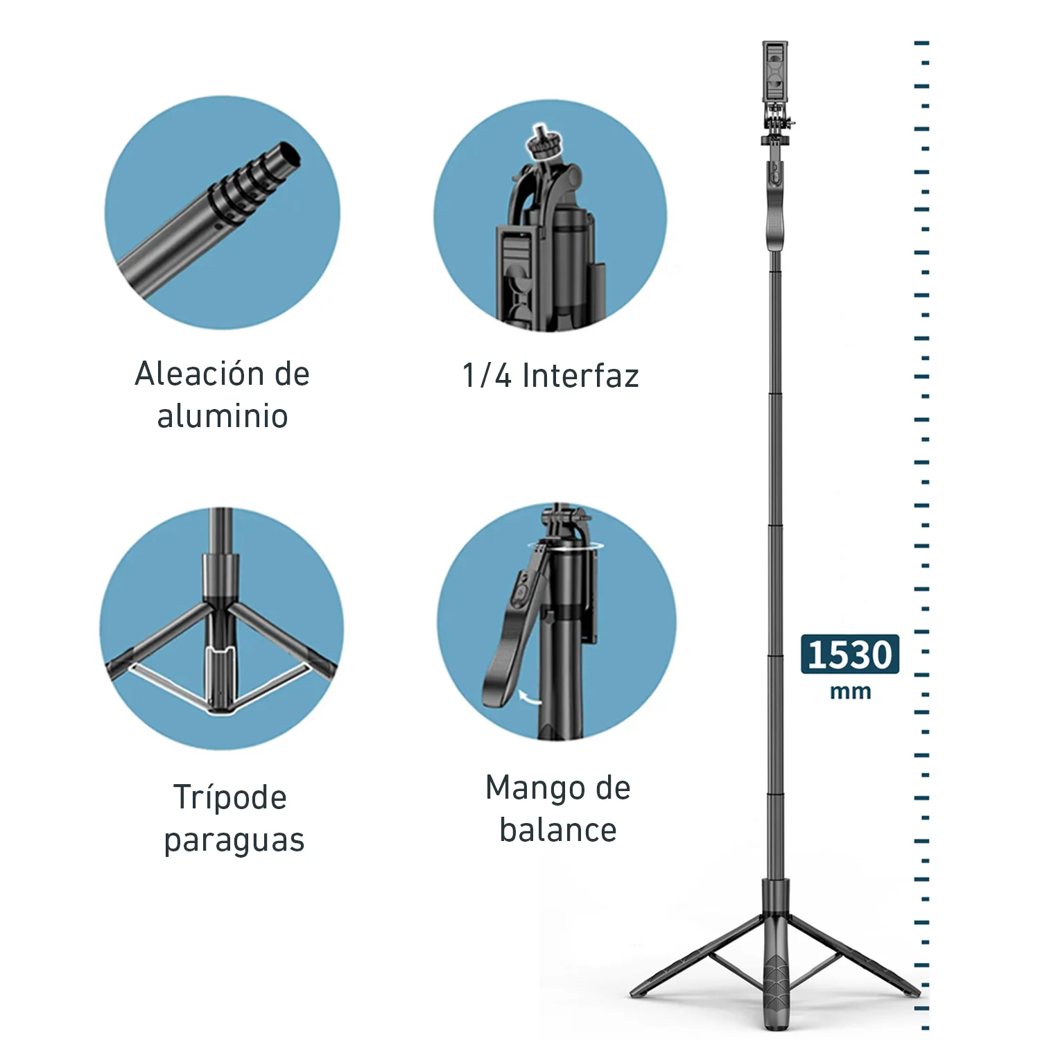 Palo Selfie Trípode Bluetooth L16 extendible celular control remoto - Image 5