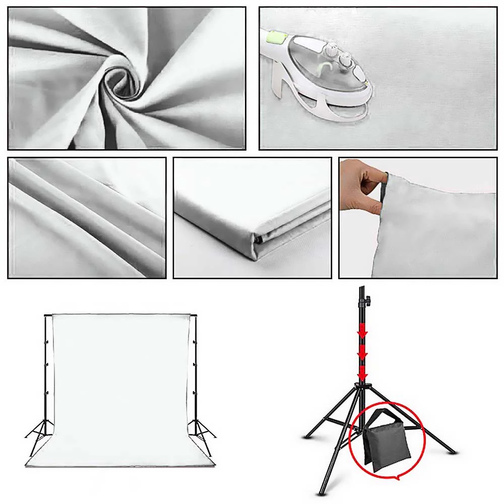 Portafondo Kit Portátil Estudio fotográfico 2.6 x 3.0 mt HOD01B - Blanco - Image 3
