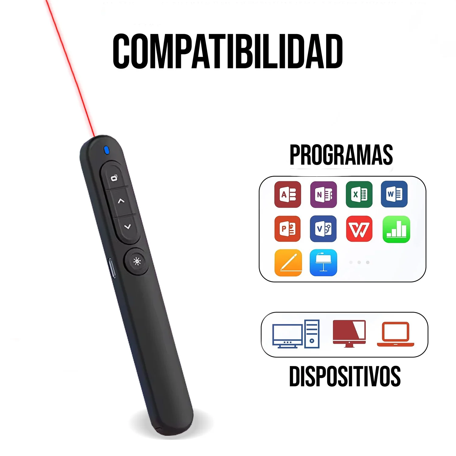 Puntero laser presentador diapositivas luz roja PT2301 batería - Image 7