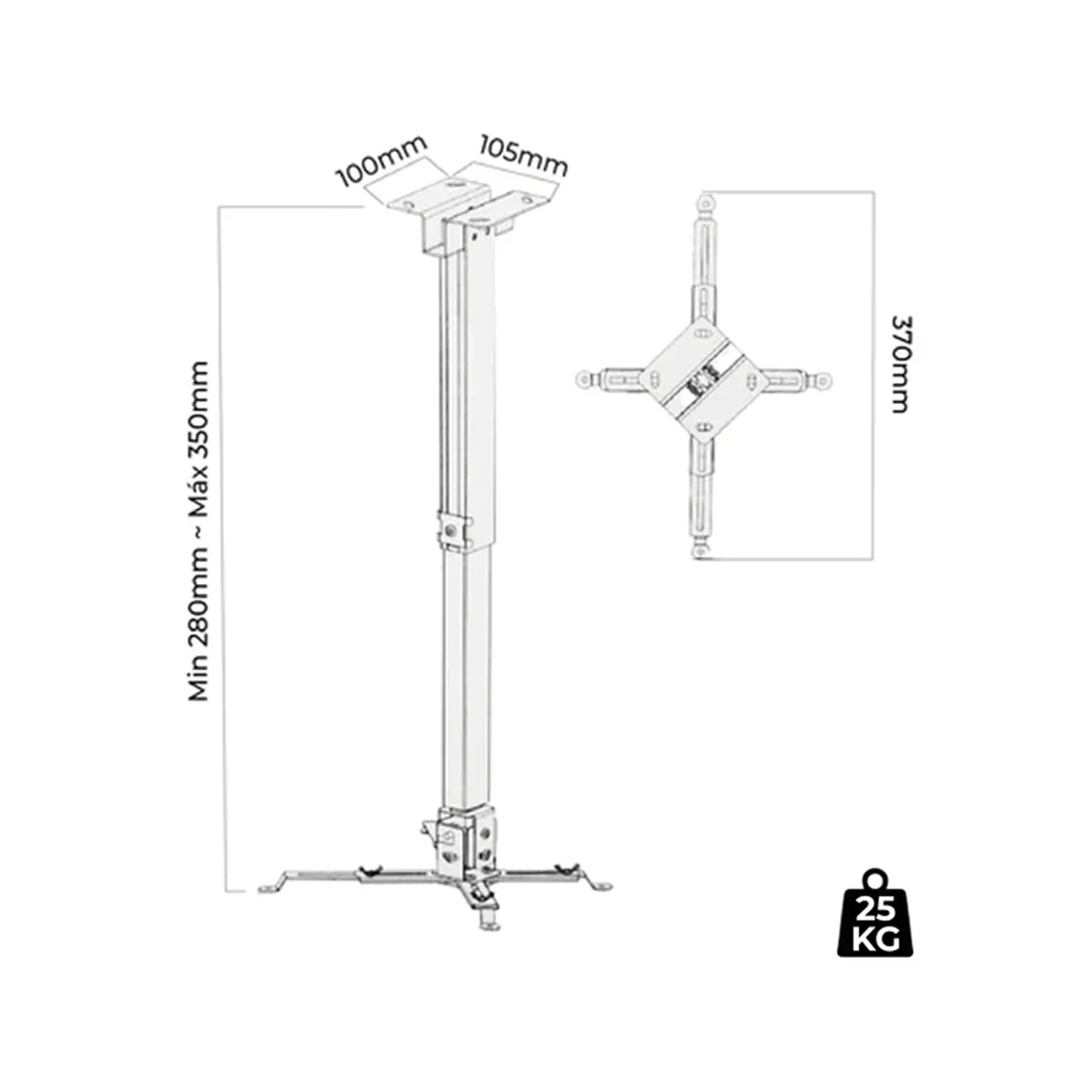 Rack soporte de proyector 28-35cm regulable para techo o pared - Image 5