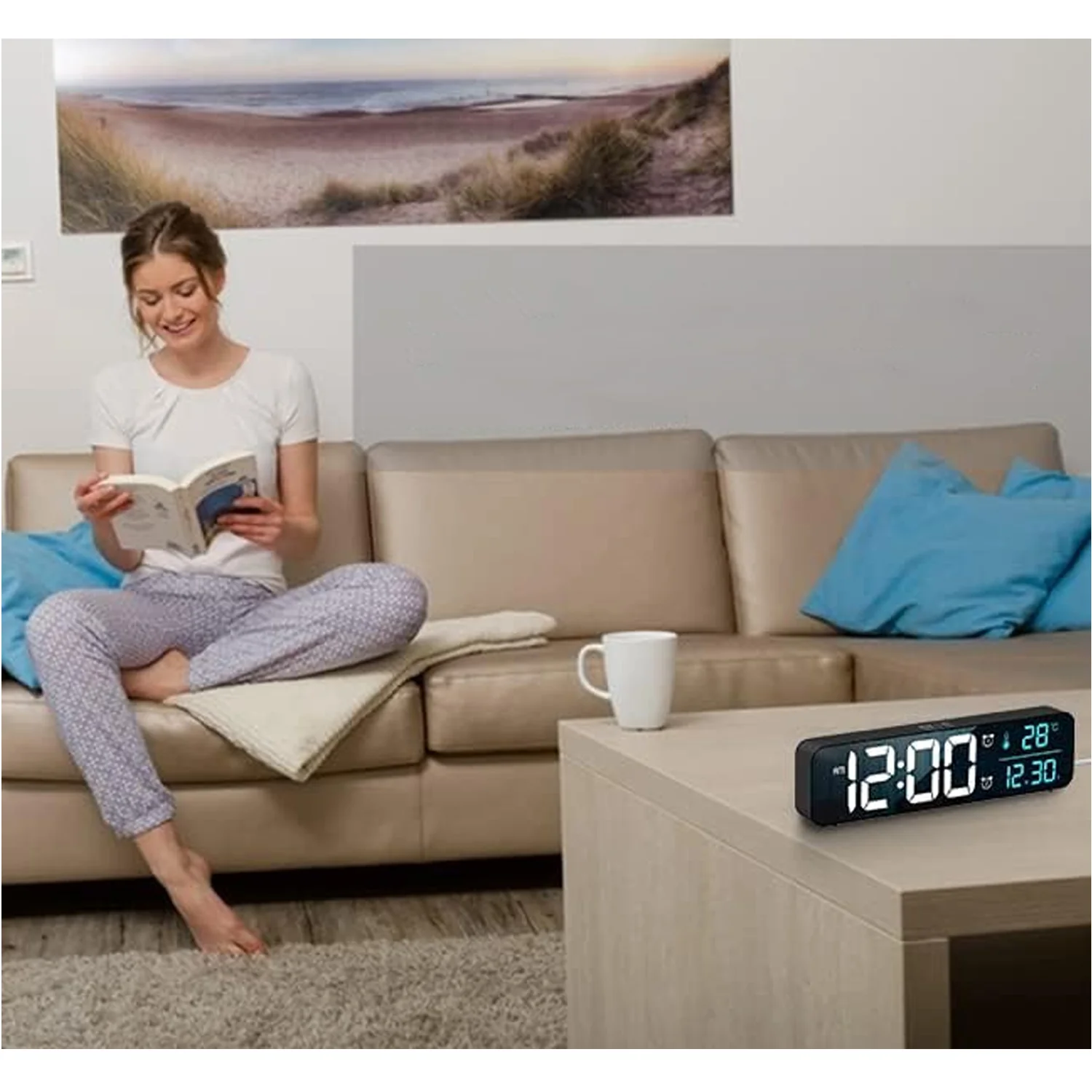 Reloj digital despertador alarma de escritorio luz LED fecha temperatura - Image 4