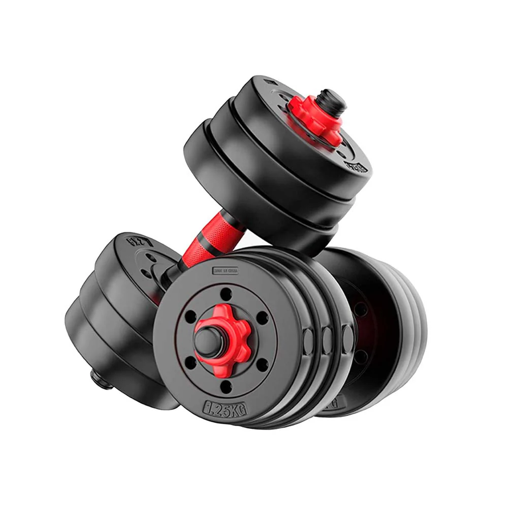 Set mancuernas con pesas 20 Kg + barra recta + guantes DBL03A - Image 3
