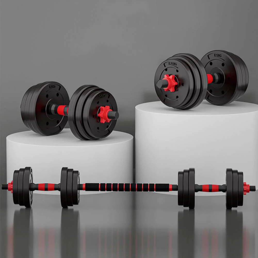Set mancuernas con pesas 20 Kg + barra recta + guantes DBL03A - Image 5