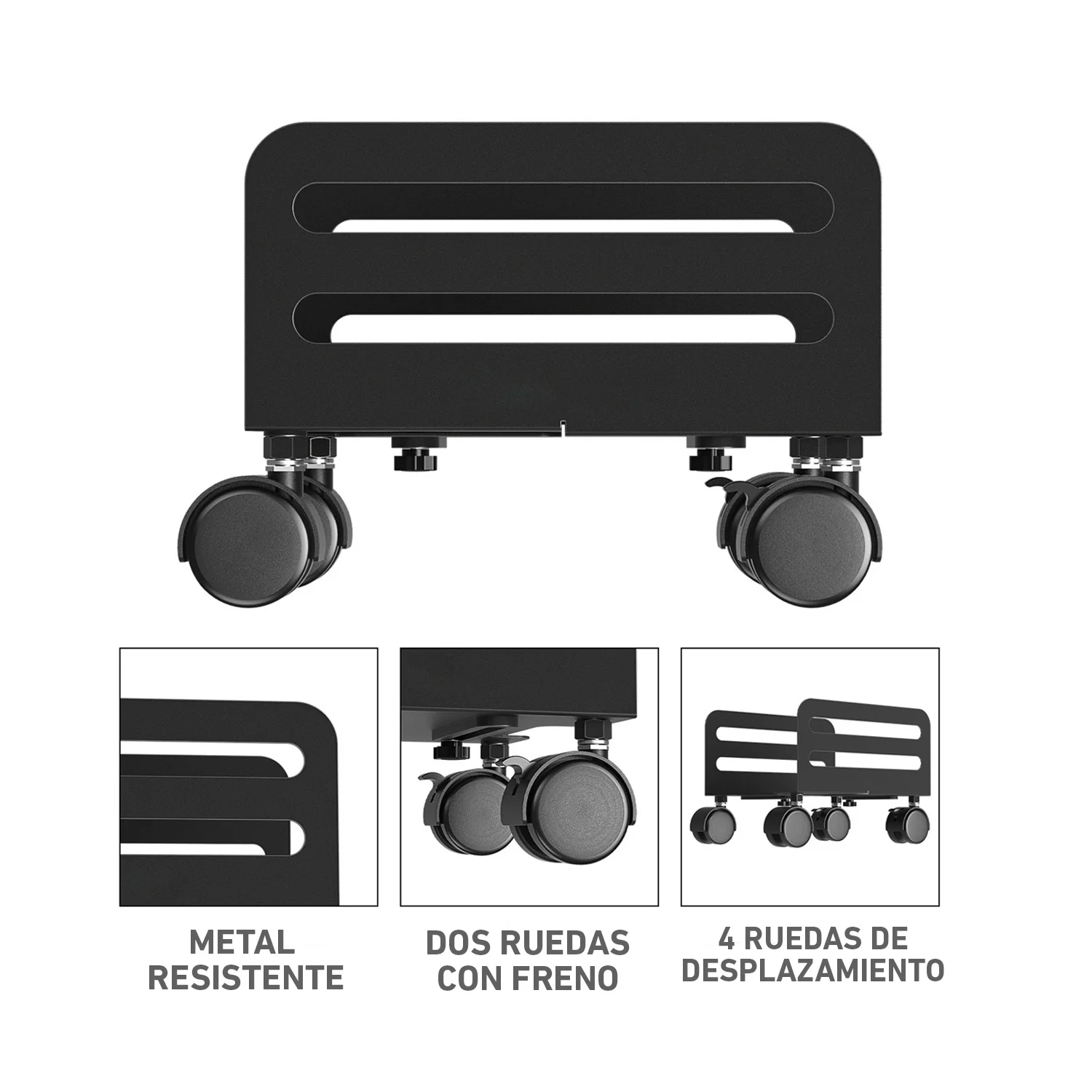 Soporte para CPU tamaño ajustable con ruedas giratorias y ruedas de bloqueo ZJ-03 - Image 3