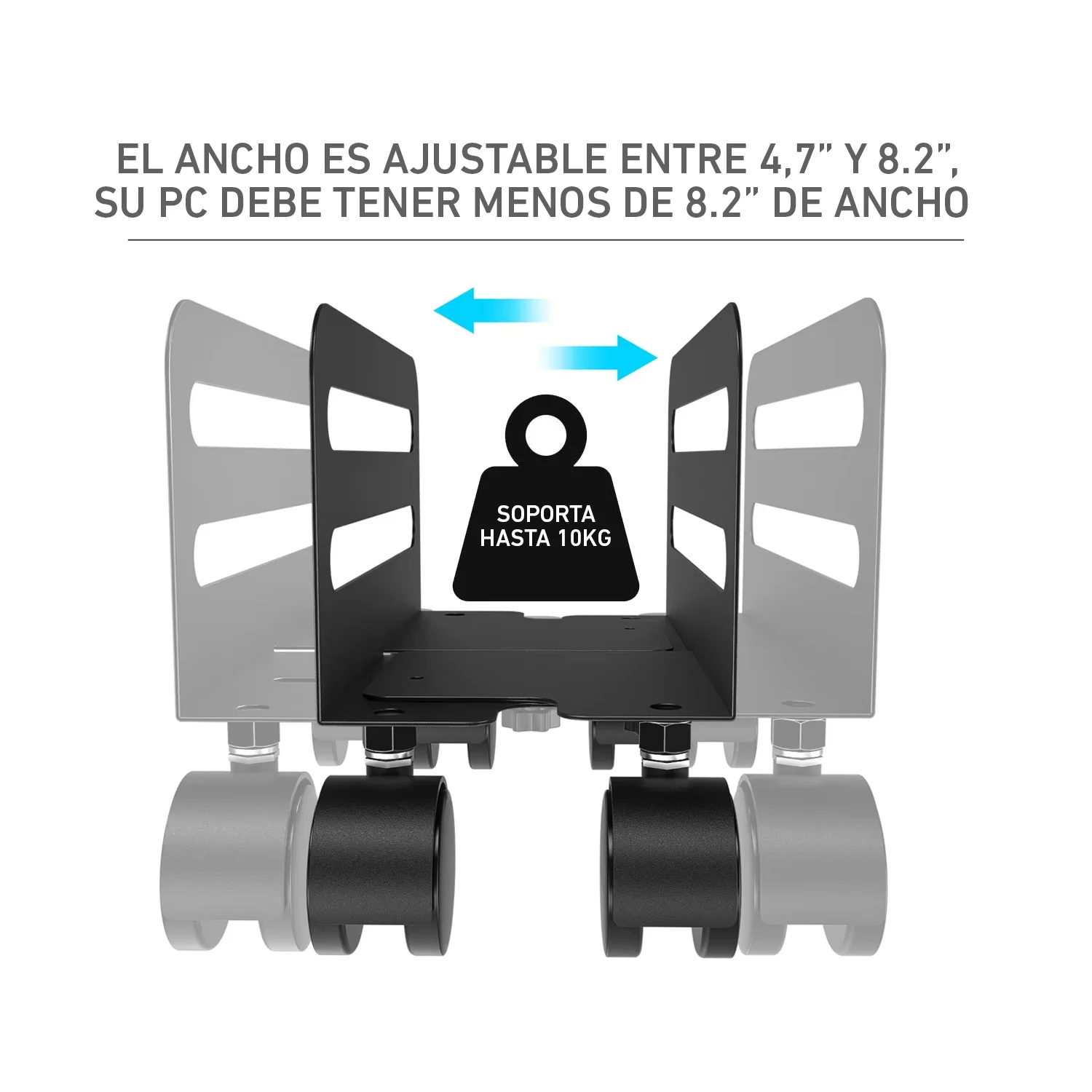 Soporte para CPU tamaño ajustable con ruedas giratorias y ruedas de bloqueo ZJ-03 - Image 6