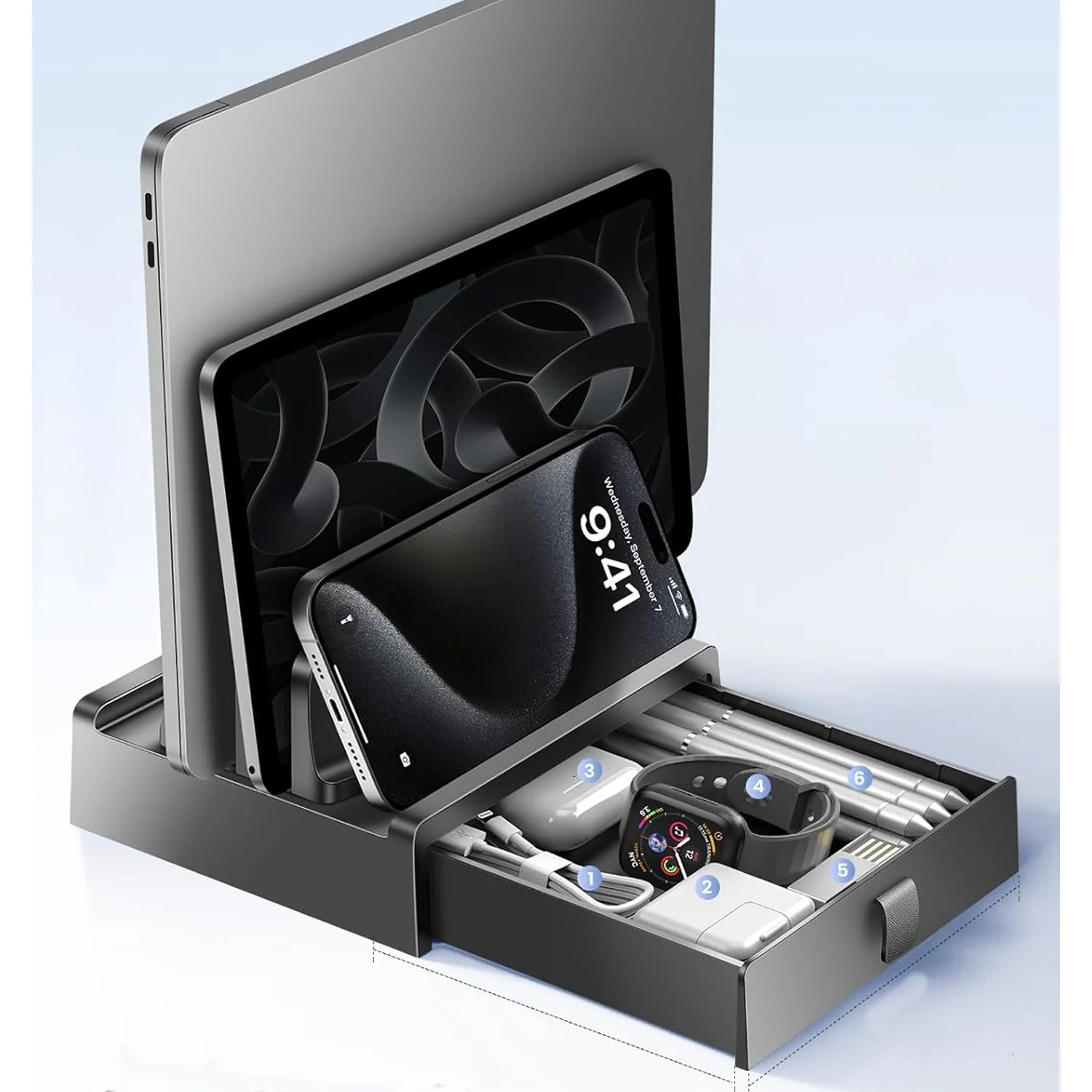 Soporte vertical Vaydeer SZ2S151 con cajón para laptop, tablet y celular - Image 5