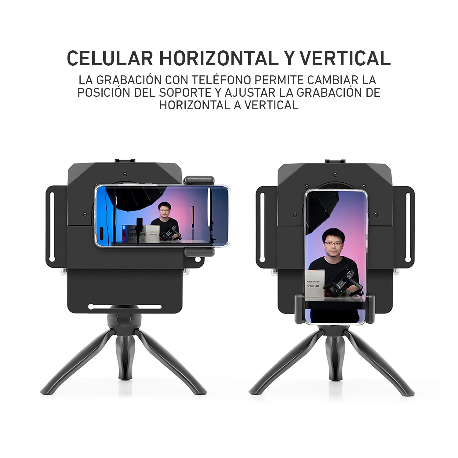 Teleprompter 7,5 pulgadas con trípode de mesa para celular cámara T1 - Image 3