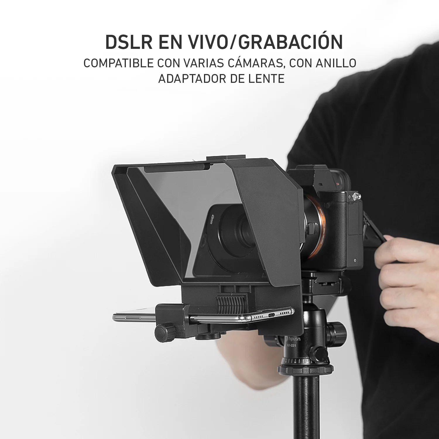 Teleprompter 7,5 pulgadas con trípode de mesa para celular cámara T1 - Image 4
