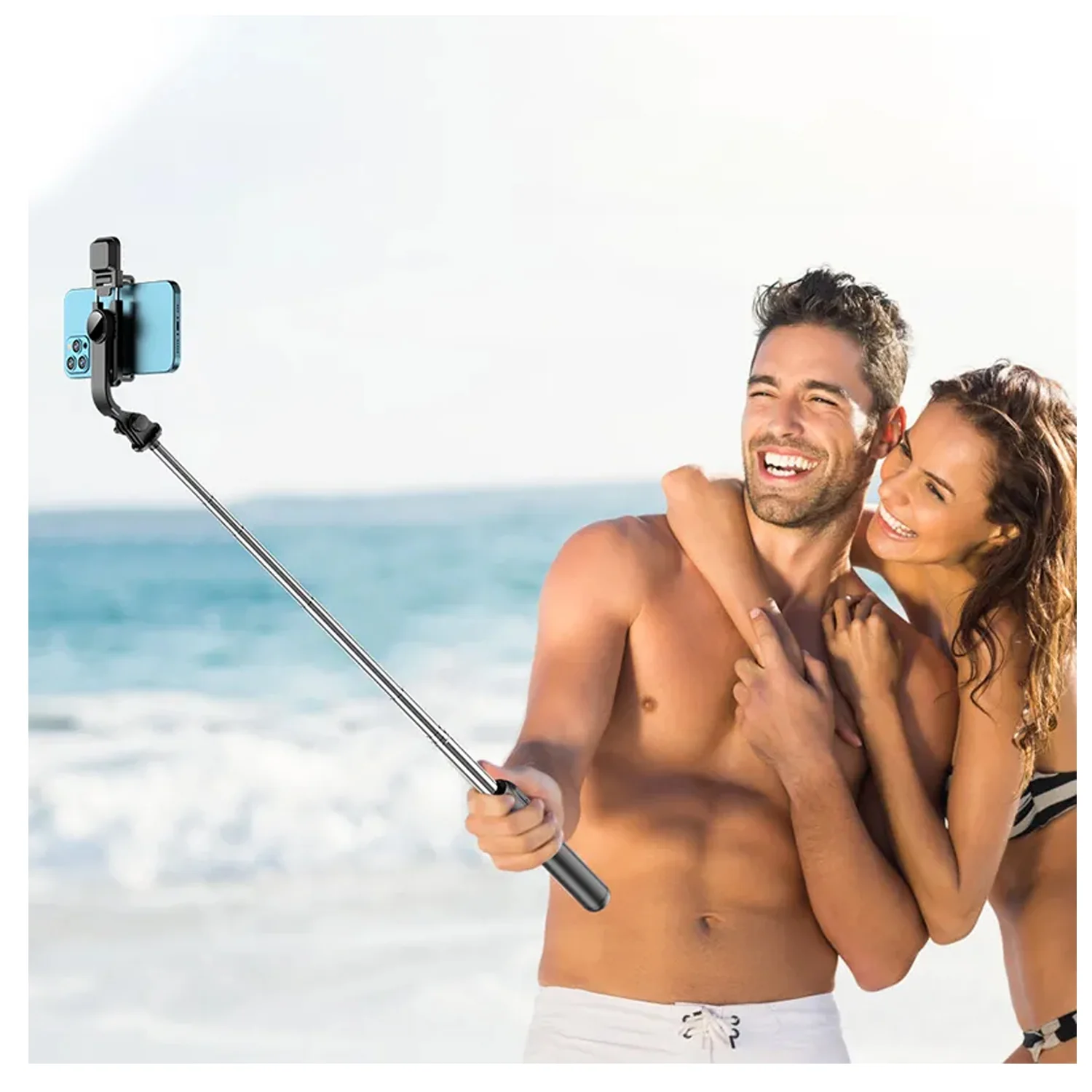 Palo Selfie Trípode Bluetooth Q02S con luz Led extendible celular control remoto - Image 7