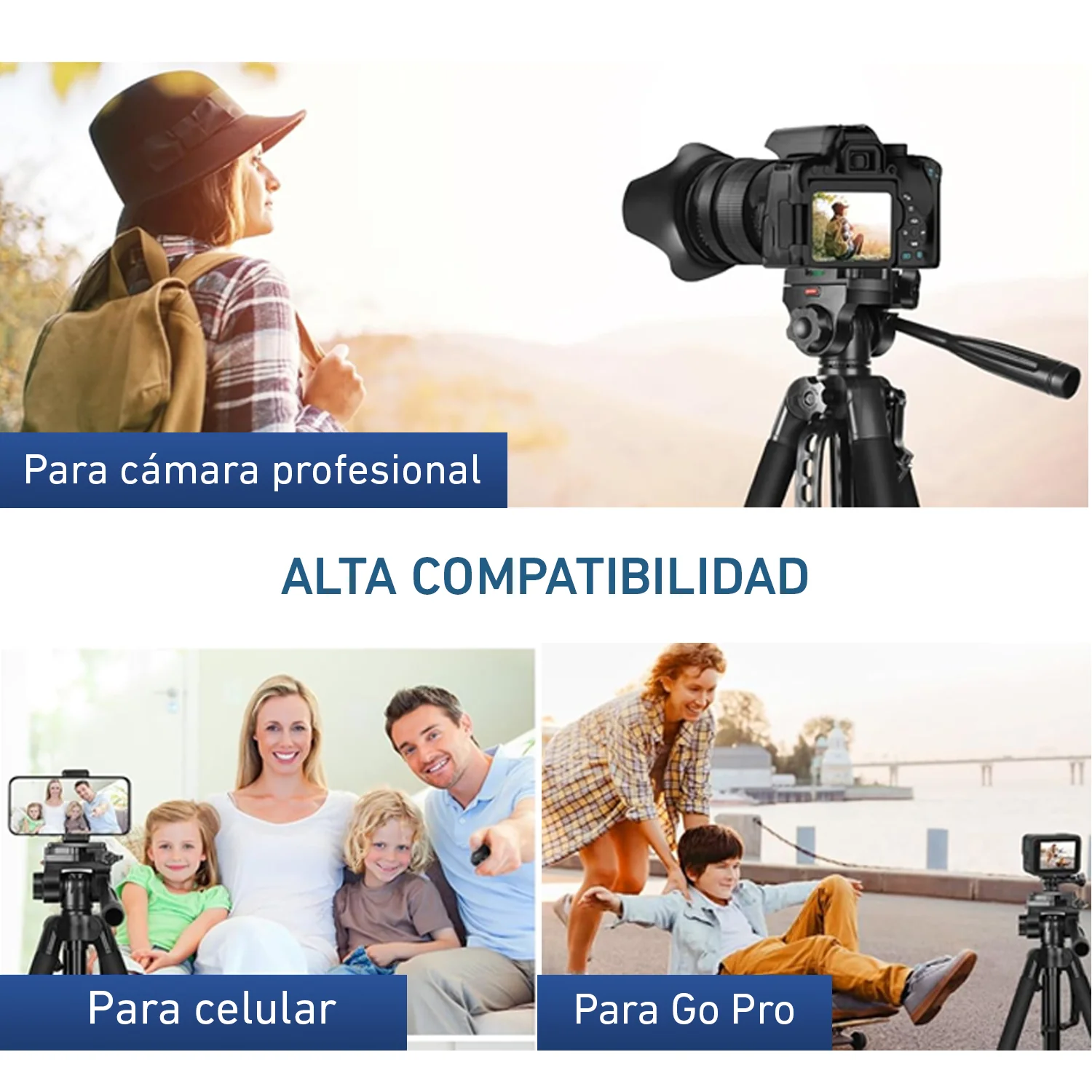Trípode para cámara fotográfica profesional y celular giratorio 360° 1.6M - Image 4